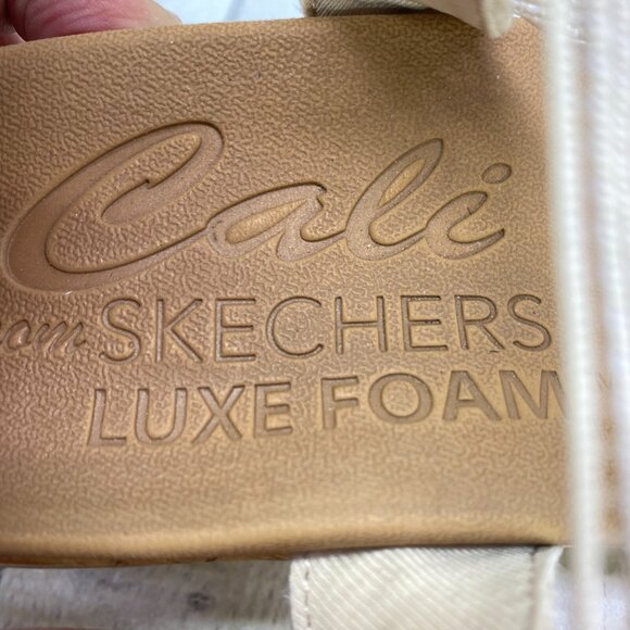 Skechers BEVERLEE Natural Cali Luxe Foam Cork Wedge Heel Platform Sandals Size 9 - Picture 13 of 16